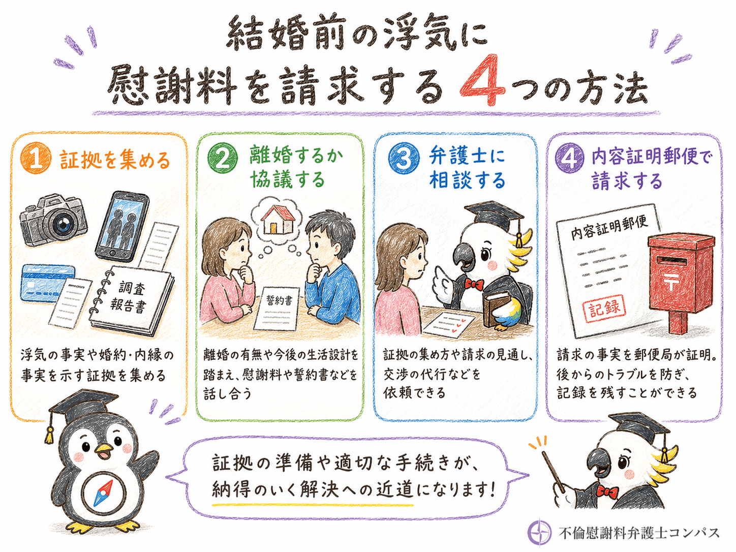 ６章　結婚前の浮気に慰謝料を請求する方法４つ